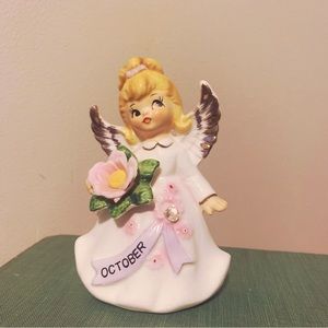 Vintage Lefton 1950/60s birthday angel - October
